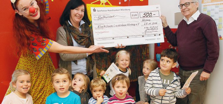 Spende des KiGa St. Josef in Oberdürrbach an die Klinikclowns Lachtränen Würzburg