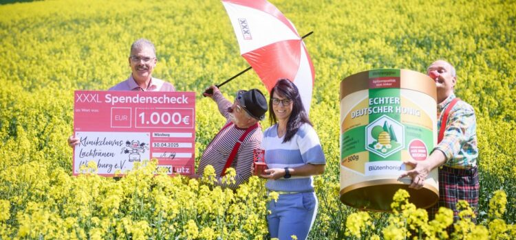 XXXLutz-Bienen bescheren Klinikclowns Würzburg eine 1000-Euro-Spende. XXXLutz-Bienen bescheren Klinikclowns Würzburg eine 1000-Euro-Spende.